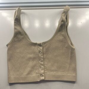 Barley worn nice beige crop top with buttons, Size small